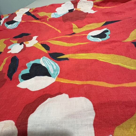 Sigrid Olsen Red Floral Linen Shift Dress Medium quiet luxury all over print - Picture 11 of 12